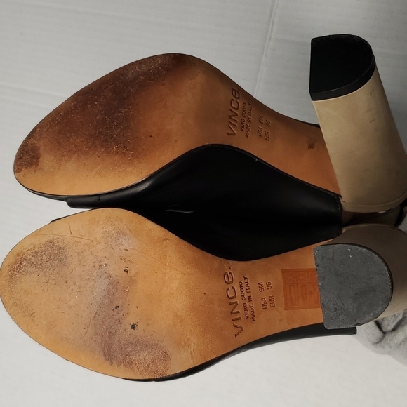 Vince Addison Peep-Toe Leather Bootie, Black/Woodsmoke - Picture 6 of 11